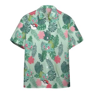 Pokemon Hawaiian Shirt Bulbasaur Tropical Green Hawaii Shirt Pokemon KLA Shirt