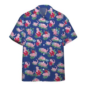 Pokemon Hawaiian Shirt Tropical Slowpoke Pink Blue Hawaii Shirt Pokemon KLA Shirt