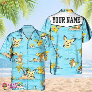 Pokemon Pikachu and Raichu KLA Anime Pattern Casual Hawaii Shirt