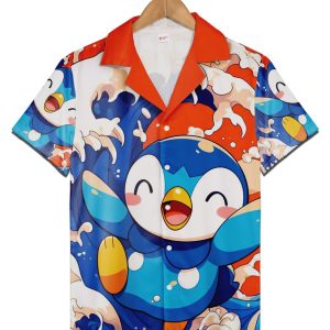 Pokemon Piplup Hawaiian Shirt, Cute Penguin Piplup Button Up KLA Beach Shirt