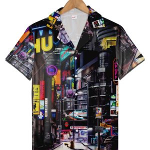 Pokemon Ryme City Hawaiian Shirt, Neon Cyberpunk KLA Shirt, Pikachu Anime Beach Outfit