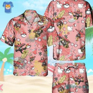 Pokemon Tapu Bulu Hawaiian Pattern Ball Fans Hawaiian Shirt And Short For Men And Women