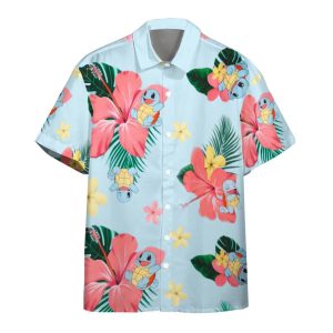 Pokemon Trendy Hawaiian Shirt Squirtle Tropical Flowers Hawaii Shirt Pokemon KLA Shirt 2022