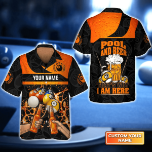 Pool And Beer That’s Why I Am Here 3D Trendy Hawaiian Shirt, Billiard Team Shirt, Billiard Shirt For Men And Women