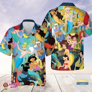 Princess Disney Swimming Summer Hawaiian Shirts Funny Princess Disney Trip Hawaiian Party Funny Disney Princess Disney Family Matching Shirt