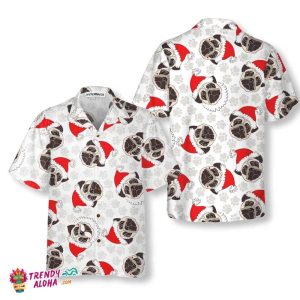 Pug Dog In Santa Hat Hawaiian Shirt, Funny Dog Christmas Shirt, Christmas Gift For Pug Lovers