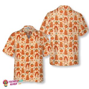 Pumpkin Cats Lover Thanksgiving Hawaiian Shirt, Thanksgiving Gift For Cat Lover