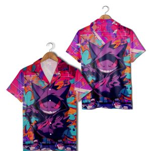 Purple Pokemon Art Hawaiian Shirt Unique Graphic Aesthetic Tropical Shirt Vacation Family Teams Outfit