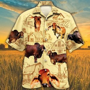 Red Brahman Cattle Lovers Farm Trendy Hawaiian Shirt, Cow Trendy Hawaiian Shirt For Summer Gifts