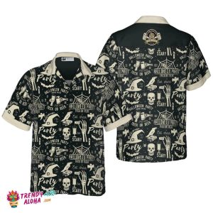 Retro Halloween Beer Party Hawaiian Shirt