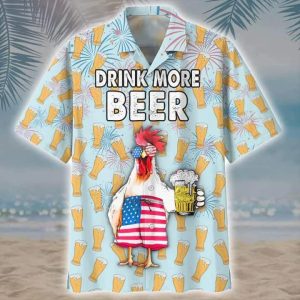 Rooster Beer Trendy Hawaiian Shirt, Summer Men Trendy Hawaiian Shirts – Casual Button Down Short Sleeve Shirt