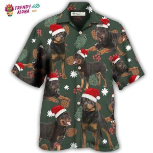 Rottweiler Green Leaf Merry Christmas Hawaiian Shirt – Trendy KLA
