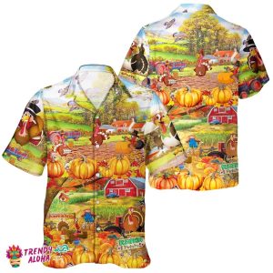 Rustic Turkey Farm Unisex Hawaiian Shirt Celebrating Thanksgiving