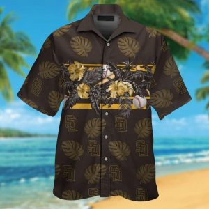 San Diego Padres Short Sleeve Button Up Tropical Hawaiian Shirt VER010