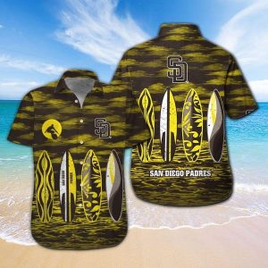 San Diego Padres Short Sleeve Button Up Tropical Hawaiian Shirt VER05