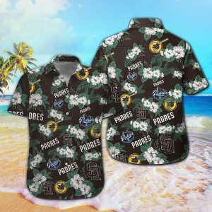 San Diego Padres Short Sleeve Button Up Tropical Hawaiian Shirt VER07