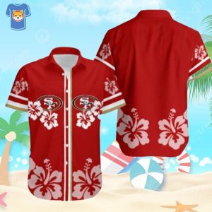 San Francisco 49Ers Hawaiian Shirt Hibiscus Flower Red KLA