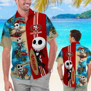 San Francisco 49ers Jack Skellington Hawaiian Short Sleeve Shirt