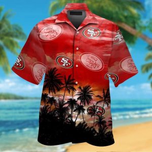 San Francisco 49ers Short Sleeve Button Up Tropical Hawaiian Shirt VER010