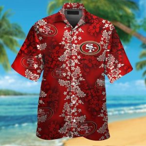 San Francisco 49ers Short Sleeve Button Up Tropical Hawaiian Shirt VER04