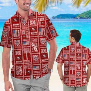 San Francisco 49ers Summer Commemorative Short Sleeve Button Up Tropical Hawaiian Shirt
