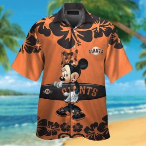 San Francisco Giants Minnie Mouse Short Sleeve Button Up Tropical Hawaiian Shirt