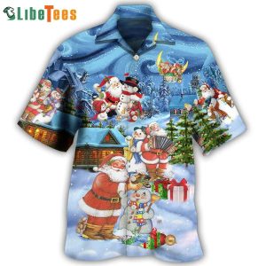 Santa & Snowman’s Friendly Christmas Hawaiian Shirt