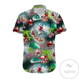 Santa Beach Christmas Celebration Design Hawaiian Shirt Elegance Tropical
