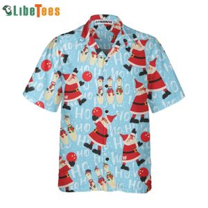 Santa Bowling Ball Themed Christmas Hawaiian Shirt