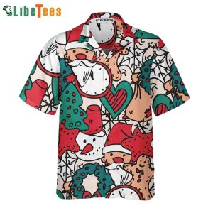 Santa Christmas Themed Patterned Hawaiian Shirt