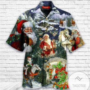 Santa Claus Adores Horse Themed Hawaiian Shirt Best Design