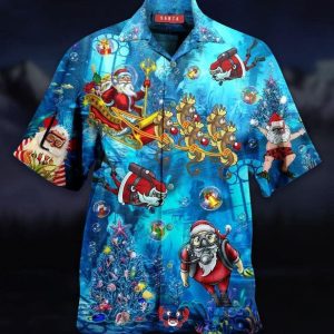 Santa Claus Explore The Sea Trendy Hawaiian Shirt