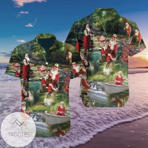 Santa Claus Fisherman’s Delight Hawaiian Shirt Design