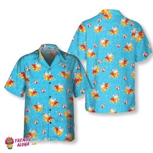 Santa Claus In Swimming Pool Pattern Hawaiian Shirt, Funny Santa Claus Shirt, Gift For Christmas