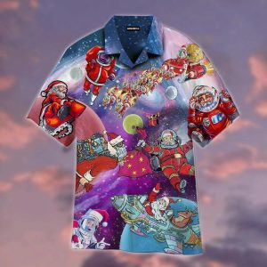 Santa Claus In The Space Trendy Hawaiian Shirt For