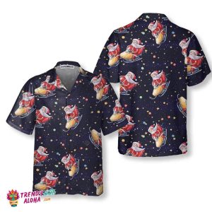 Santa Claus Riding Snowmobile Christmas Hawaiian Shirt, Funny Santa Hawaiian Shirt For Men