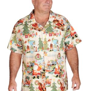 Santa Claus Themed Festive Holiday Scene Hawaiian Christmas Shirt