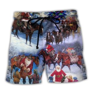 Santa Cowboy Christmas Love Children Trendy KLA Hawaiian Beach Shorts