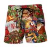 Santa Cowboy Merry Christmas Red Style Trendy KLA Hawaiian Beach Shorts