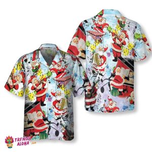 Santa Music On Christmas Hawaiian Shirt, Funny Santa Claus Shirt, Gift For Christmas