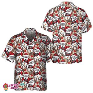 Santa Reindeer And Snowman Hawaiian Shirt, Funny Christmas Shirt For Men, Best Xmas Gift Idea