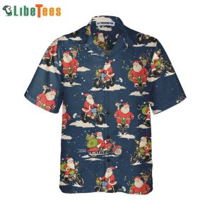 Santa Riding Motorcycle Christmas Trendy Hawaiian Shirt, Santa Trendy Hawaiian Shirt Perfect Gifts For Your Loved Ones