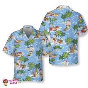 Santa Sailing Tropical Christmas Hawaiian Shirt, Funny Santa Claus Shirt, Best Gift For Christmas