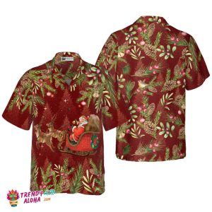 Santa Santa Riding Sleigh 2 Pattern Hawaiian Shirt, Christmas Shirts Short Sleeve Button Down Shirt For Men And Women