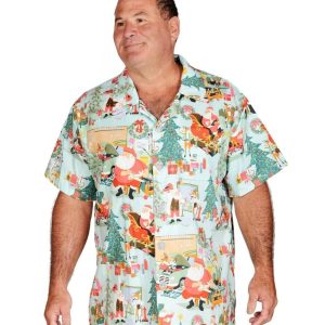 Santa Sleighing Festive Holiday Theme Hawaiian Christmas Shirt