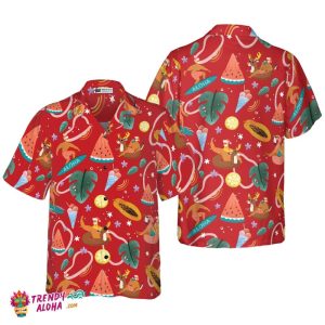Santa Surfing 3 Pattern Hawaiian Shirt, Christmas Shirts Short Sleeve Button Down Shirt For Men And Women
