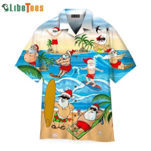 Santa Surfing On Beach, Santa Trendy Hawaiian Shirt Perfect Gifts For Your Loved Ones