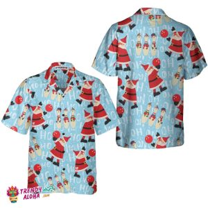 Santa With Bowling Ball Christmas Hawaiian Shirt, Funny Santa Claus Shirt, Best Gift For Christmas