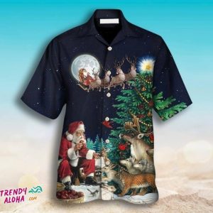 Santa’s Christmas Night Festive Tropical Hawaii Santa Claus KLA Shirt
