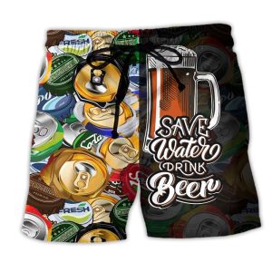 Save Water Drink Beer Cool Style Trendy KLA Hawaiian Beach Shorts